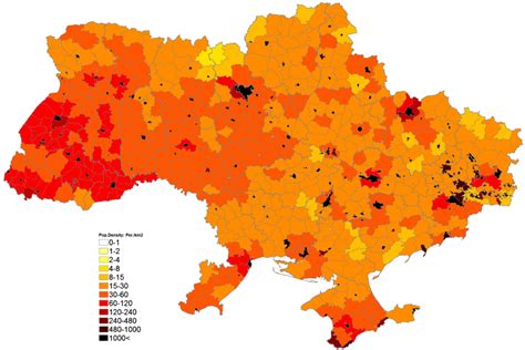 ukraine latest map of population density